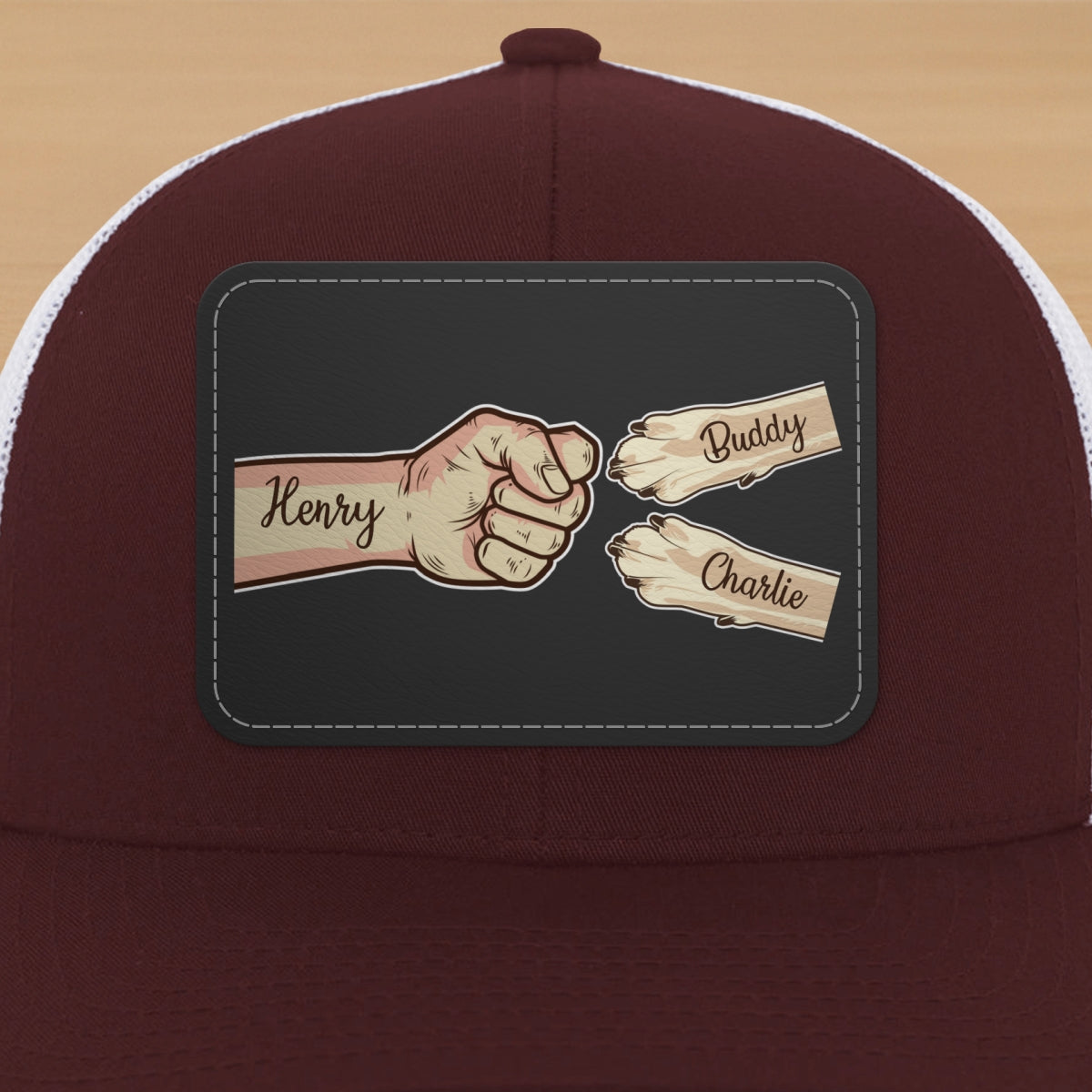 Dog Dad Fist Bump Personalized Trucker Cap, Dad Snapback Hat, Father's Day Gift for Dog Dads