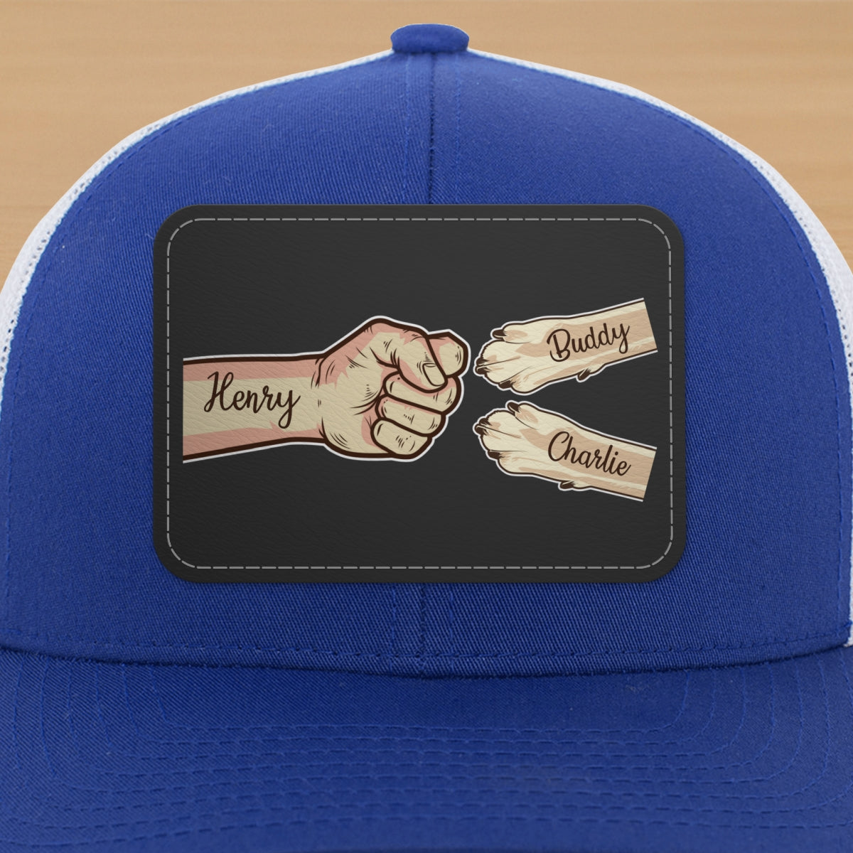 Dog Dad Fist Bump Personalized Trucker Cap, Dad Snapback Hat, Father's Day Gift for Dog Dads