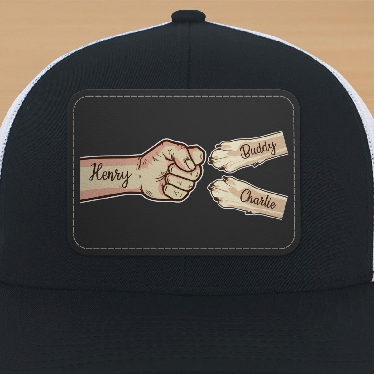 Dog Dad Fist Bump Personalized Trucker Cap, Dad Snapback Hat, Father's Day Gift for Dog Dads