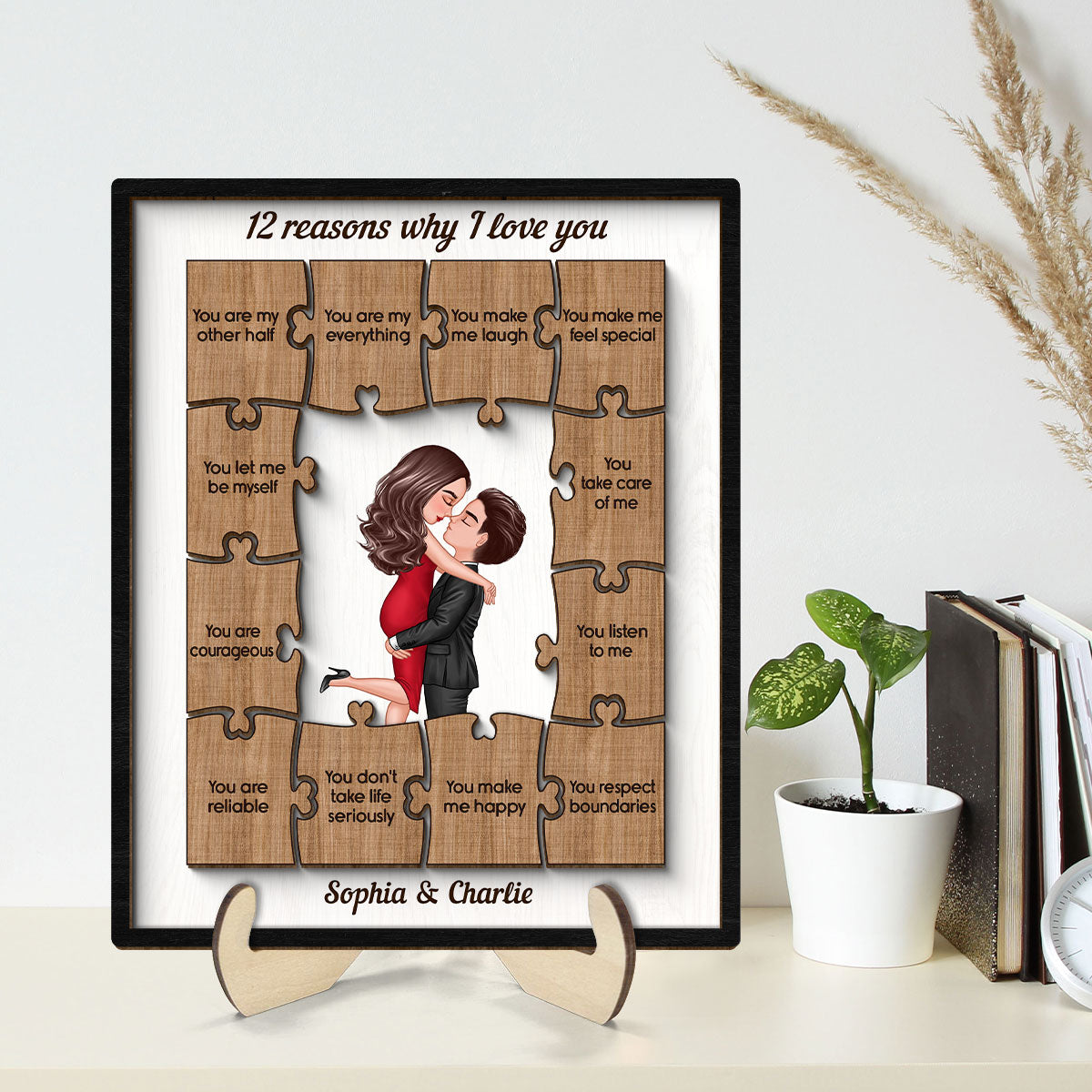 The Reasons Why I Love You Gift For Him For Her Personalized 2-layer Wooden Plaque