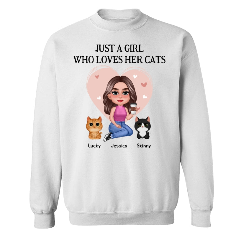 Pretty Doll Just A Girl Loves Cats Pink Heart Personalized Shirt