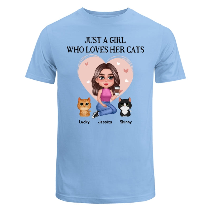 Pretty Doll Just A Girl Loves Cats Pink Heart Personalized Shirt