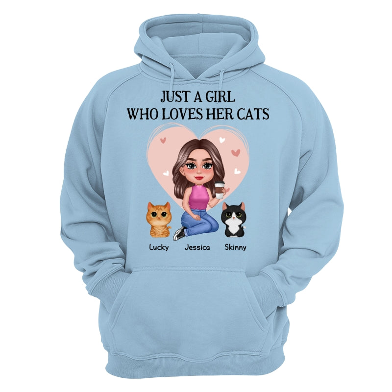 Pretty Doll Just A Girl Loves Cats Pink Heart Personalized Shirt