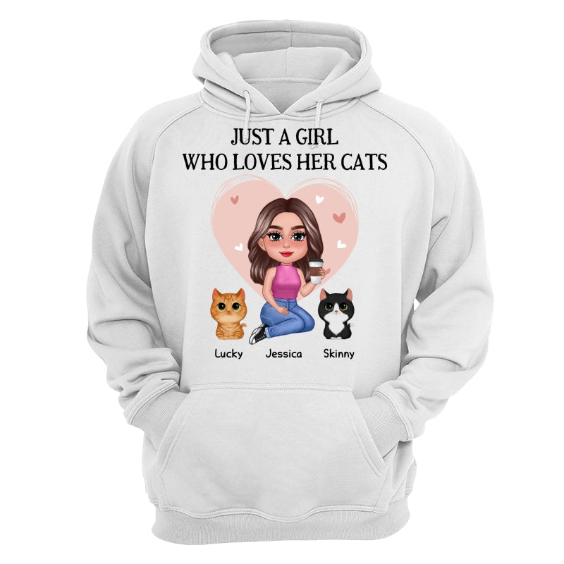 Pretty Doll Just A Girl Loves Cats Pink Heart Personalized Shirt