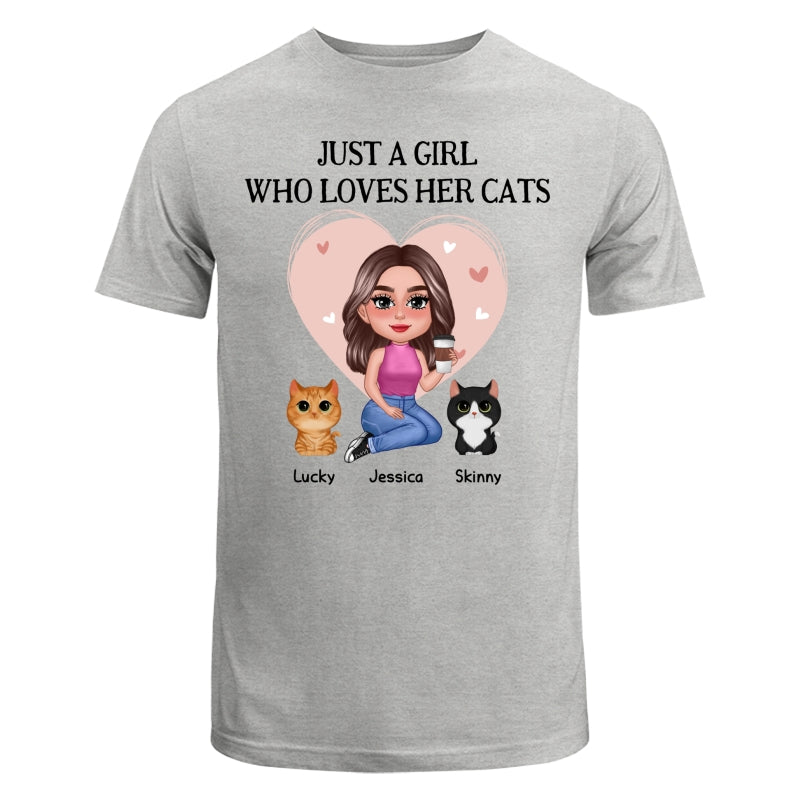 Pretty Doll Just A Girl Loves Cats Pink Heart Personalized Shirt