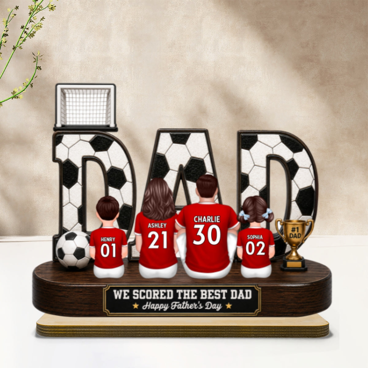 Soccer Family Legend We Scored The Best Dad - Personalized 2-Layered Wooden Plaque - Gift For Dad, Husband, Soccer Lovers