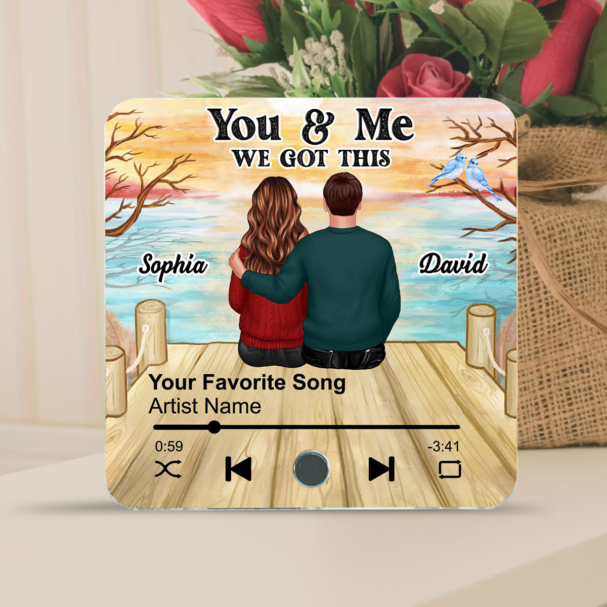 Couple Sitting Together Personalized Music Fridge Magnet, Heartfelt 2025 Gift For Couple, For Him, For Her, Boyfriend, Girlfriend, Husband, Wife
