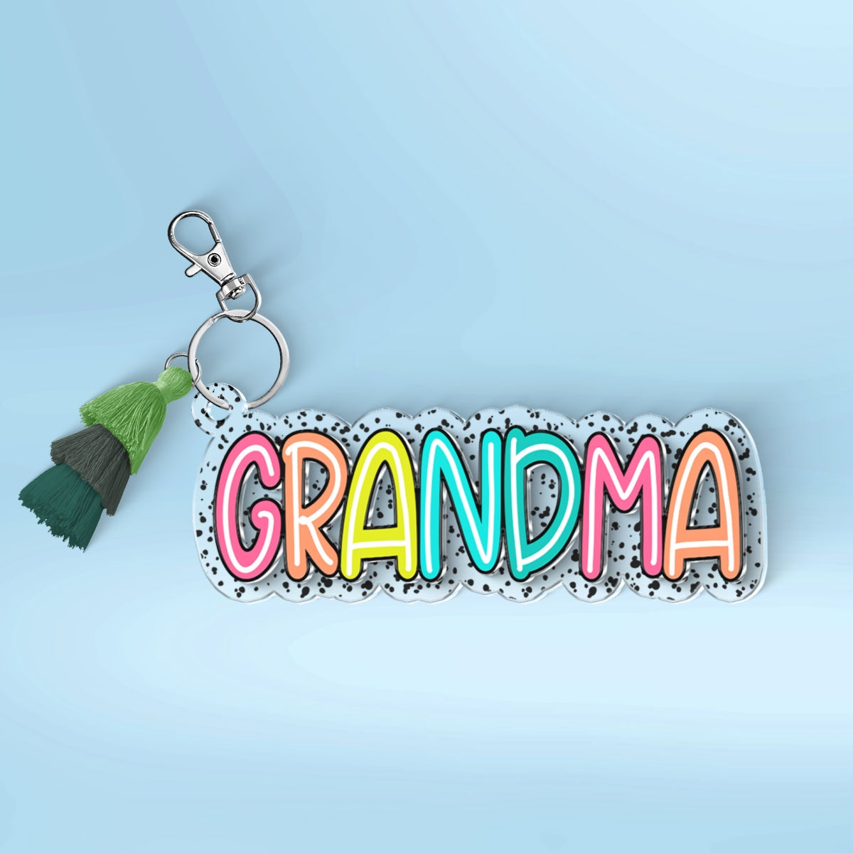 Grandma Mom Colorful Pattern Personalized 2-Layer Acrylic Keychain