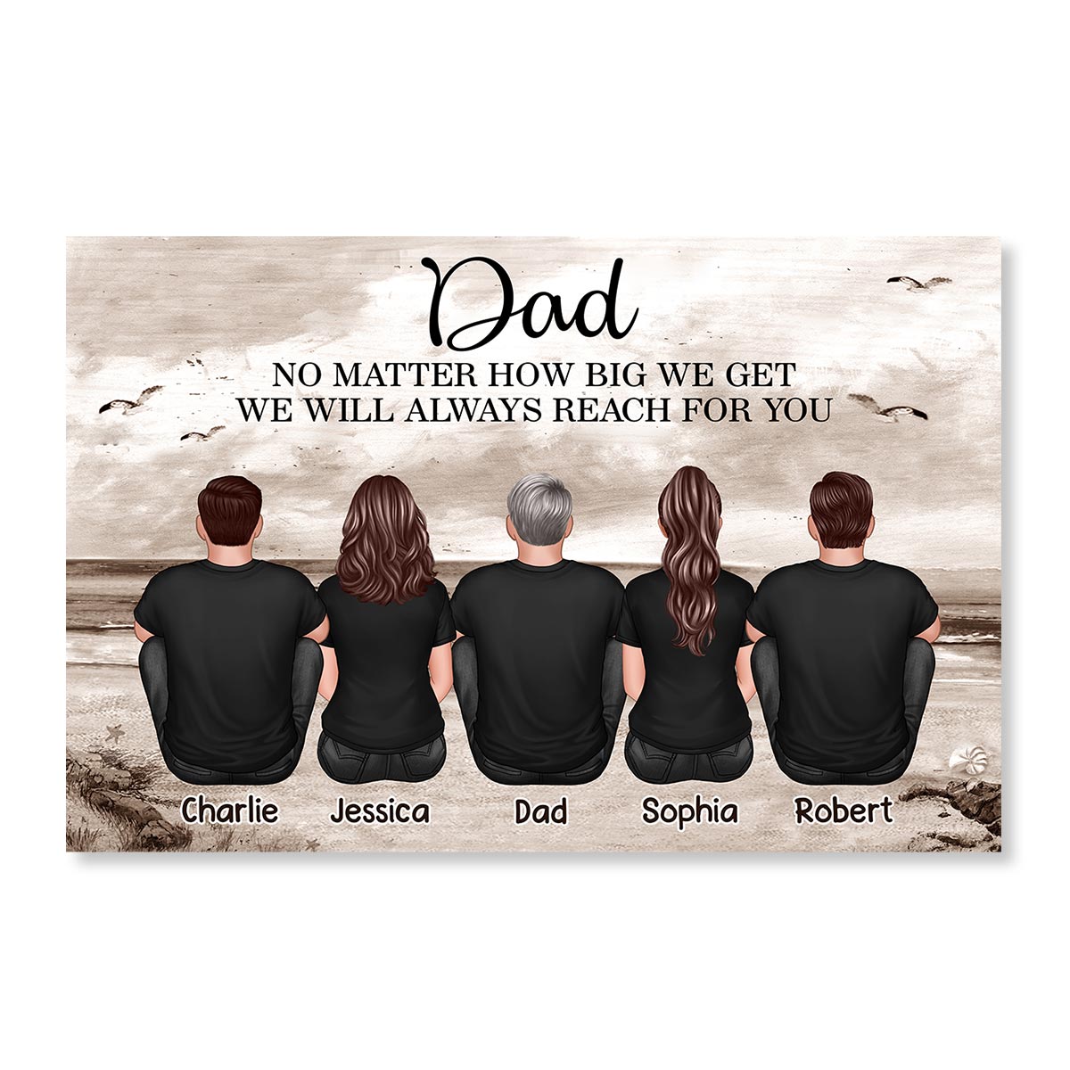 Dad No Matter How Big We Get Retro Vintage Beach Personalized Poster, Gift For Dad, For Husband