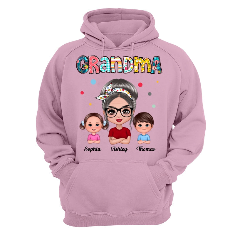 Colorful Doodle Pattern Doll Grandma & Grandkids Personalized Shirt