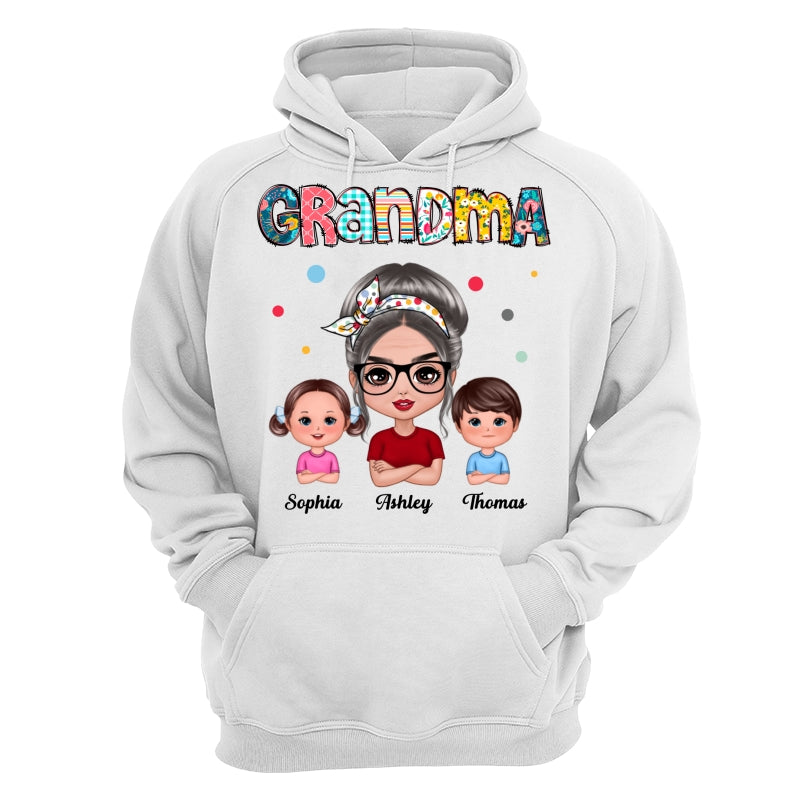 Colorful Doodle Pattern Doll Grandma & Grandkids Personalized Shirt