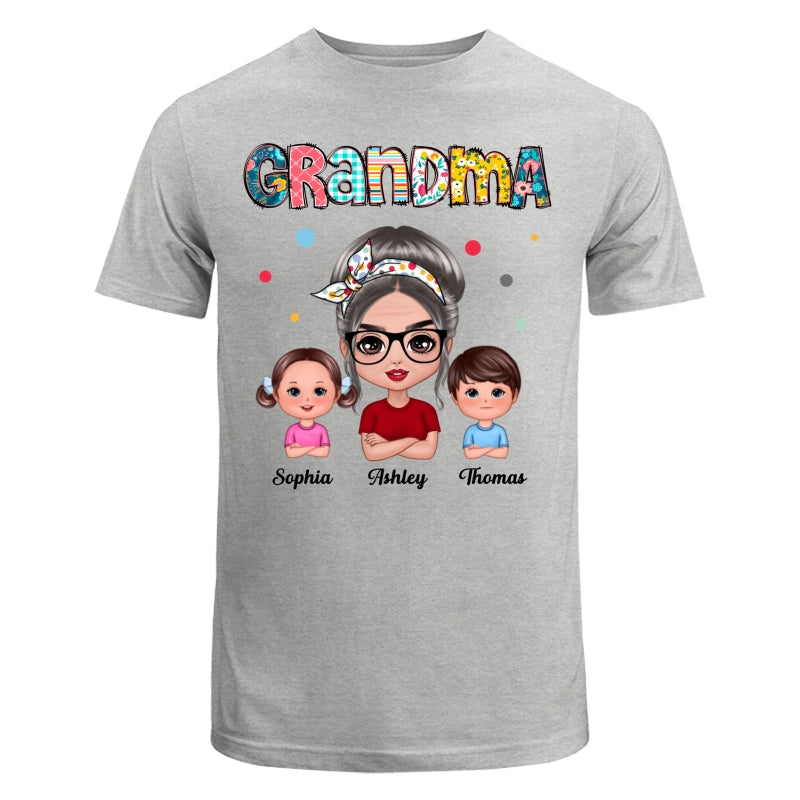 Colorful Doodle Pattern Doll Grandma & Grandkids Personalized Shirt