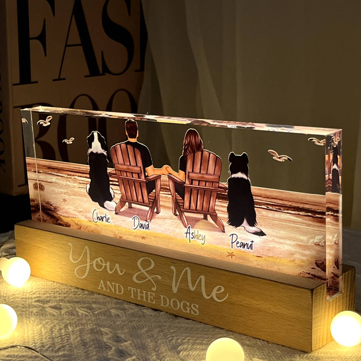 Couple You Me And The Dogs Cats Retro Vintage Personalized LED Night Light, Heartfelt Gift For Dog Lovers, Gift For Cat Lovers