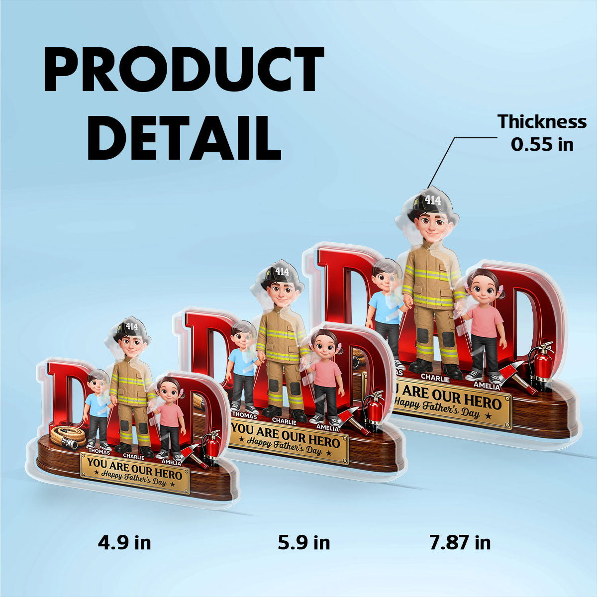 Proud Firefighter Dad You Are Our Hero - Personalized Acrylic Block Plaque - Gift For Dad, Husband
