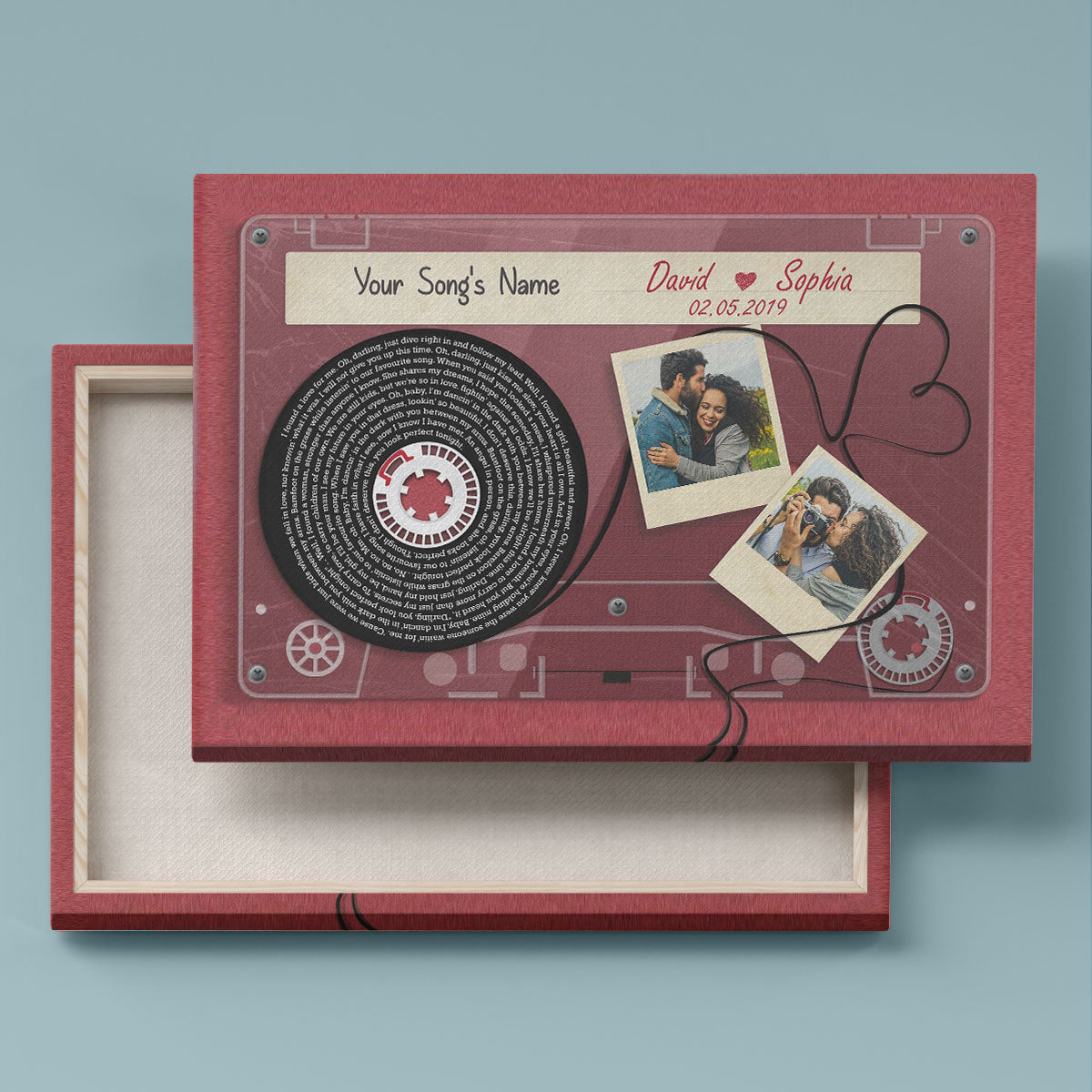 Red Cassette Tape Song Lyrics Art Personalized Canvas, Anniversary Gift For Him, For Her, For The Couple