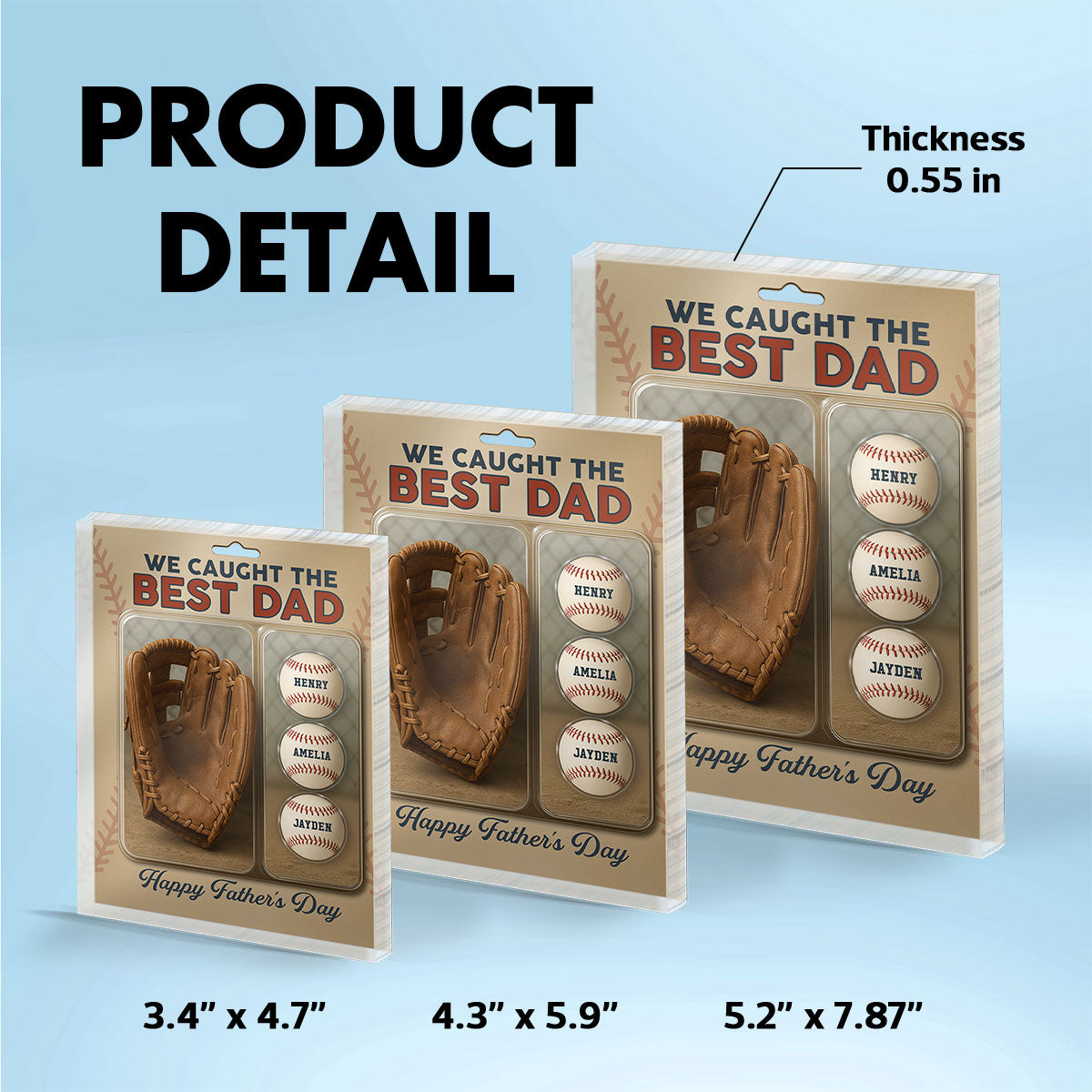 We Caught The Best Dad Grandpa Baseball & Glove Figures Style Personalized Acrylic Block Plaque, Perfect Gift for Dad, Gift for Husband