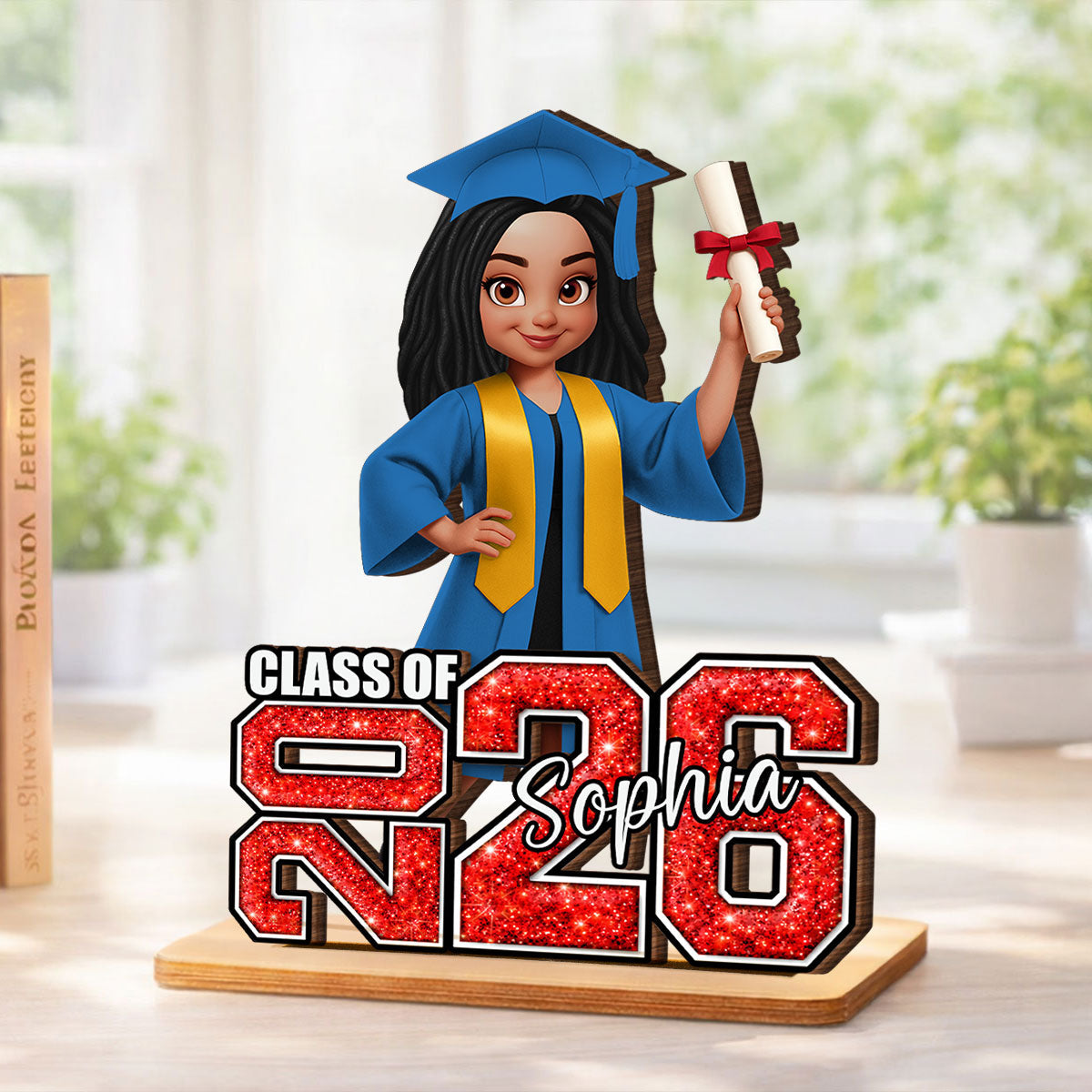 Senior Graduation Gift 2026 Glitter Effect - Personalized 2-Layered Wooden Plaque - Graduation Gift For Seniors, Daughter, Son, Grandkids