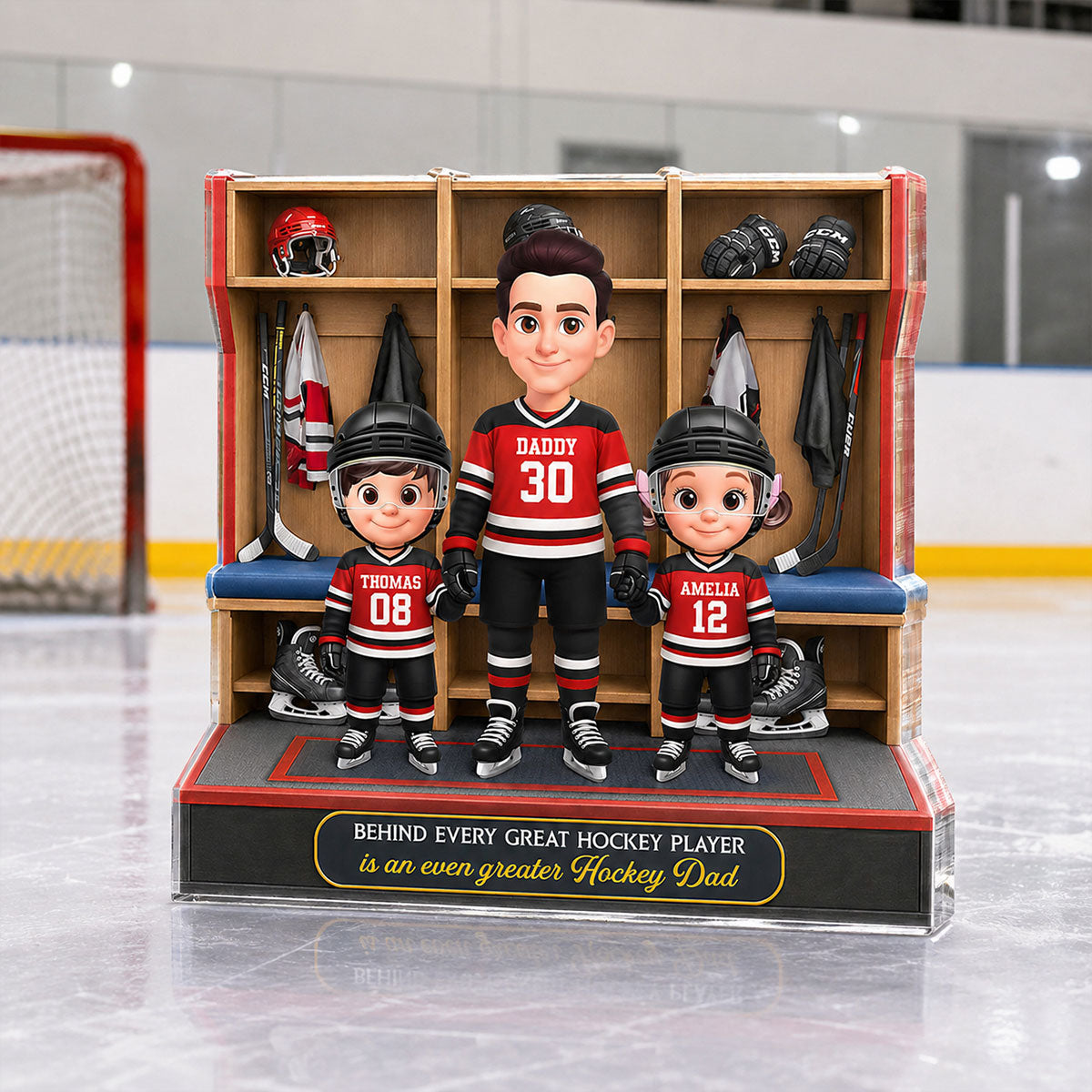 Hockey Dad And Kids Locker Room - Personalized Acrylic Block Plaque - Gift For Dad, Husband