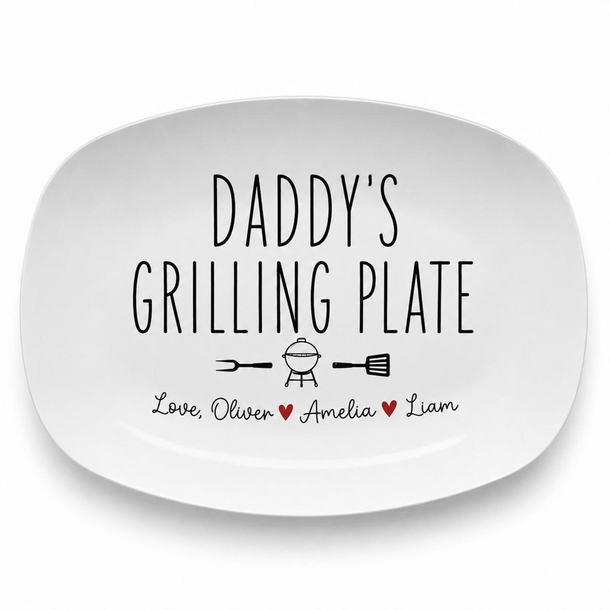 Personalized Ceramic Daddy's Minimalist Platter, Father's Day Grilling Custom Name Gift
