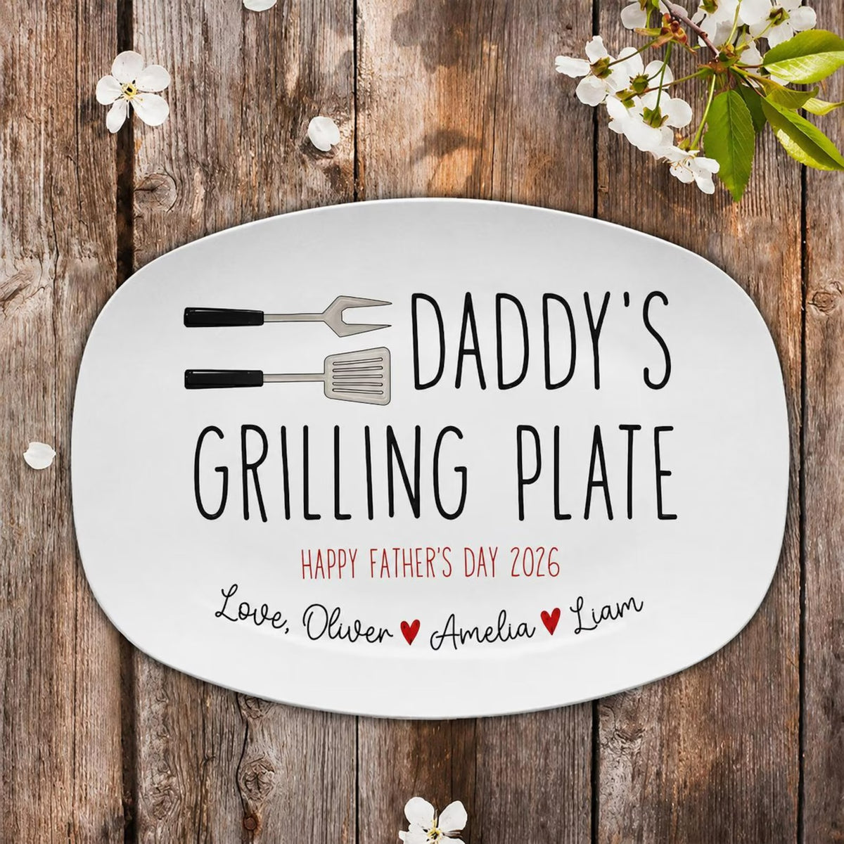 Personalized Daddy Grilling Platter, Father's Day Grilling Custom Name Gift