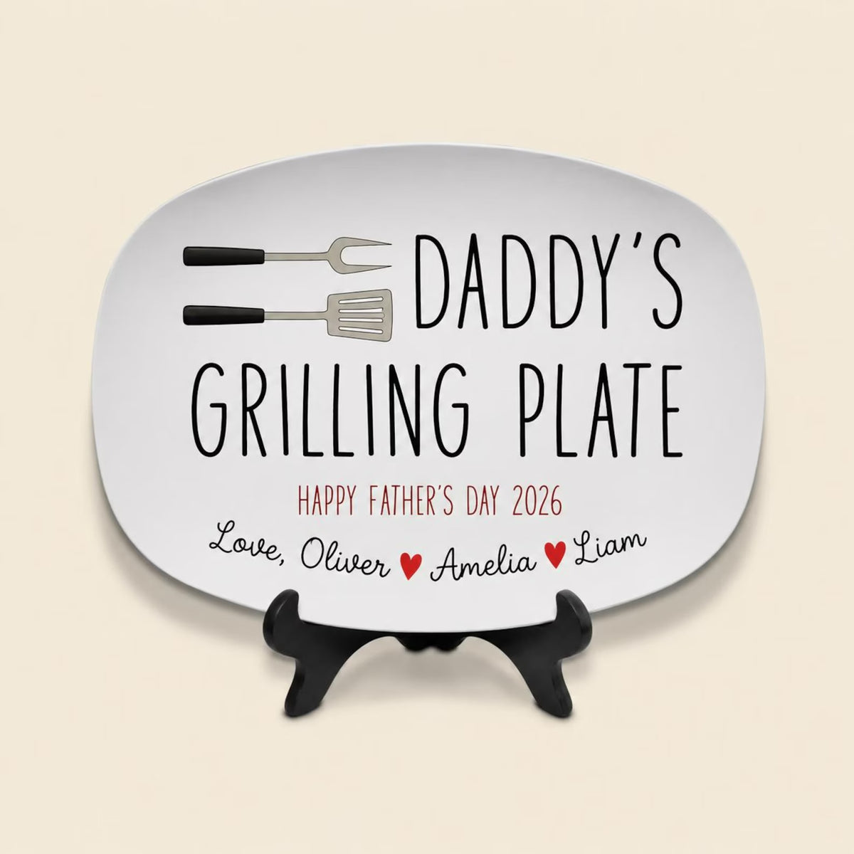 Personalized Daddy Grilling Platter, Father's Day Grilling Custom Name Gift