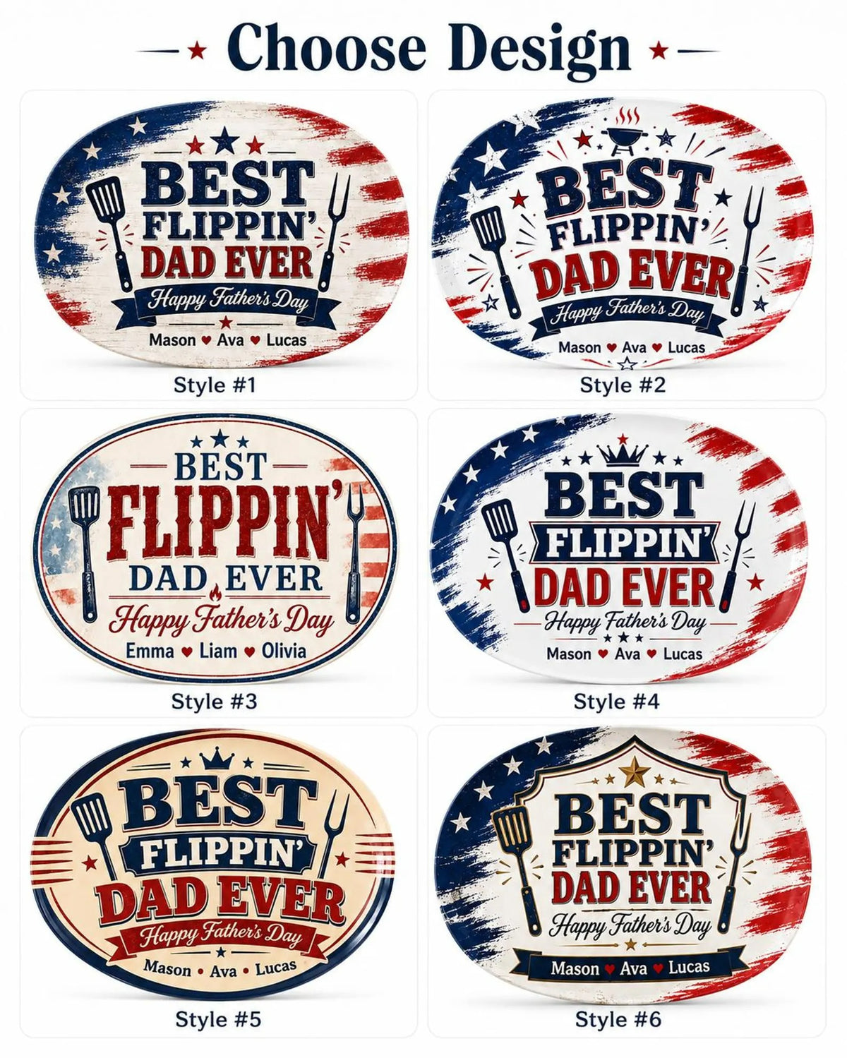 Personalized Ceramic Flippin Ever Platter, Father's Day Grilling Custom Name Gift