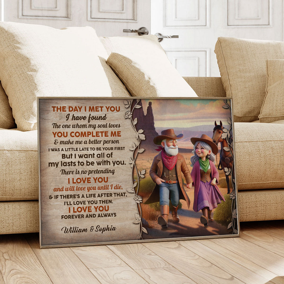 The Day I Met You Cowboy Happy Old Couple Personalized Poster, Anniversary Gift For Him, For Her, Husband, Wife