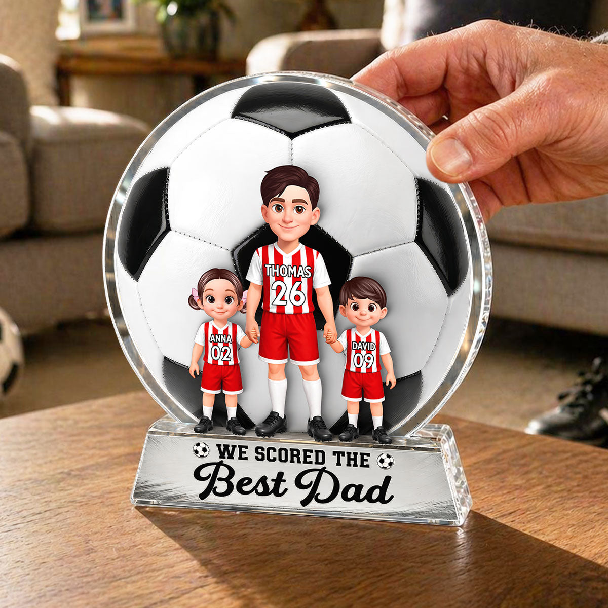 No 1 Soccer Dad We Scored The Best Dad - Personalized Acrylic Block Plaque - Gift For Dad, Husband, Soccer Lovers