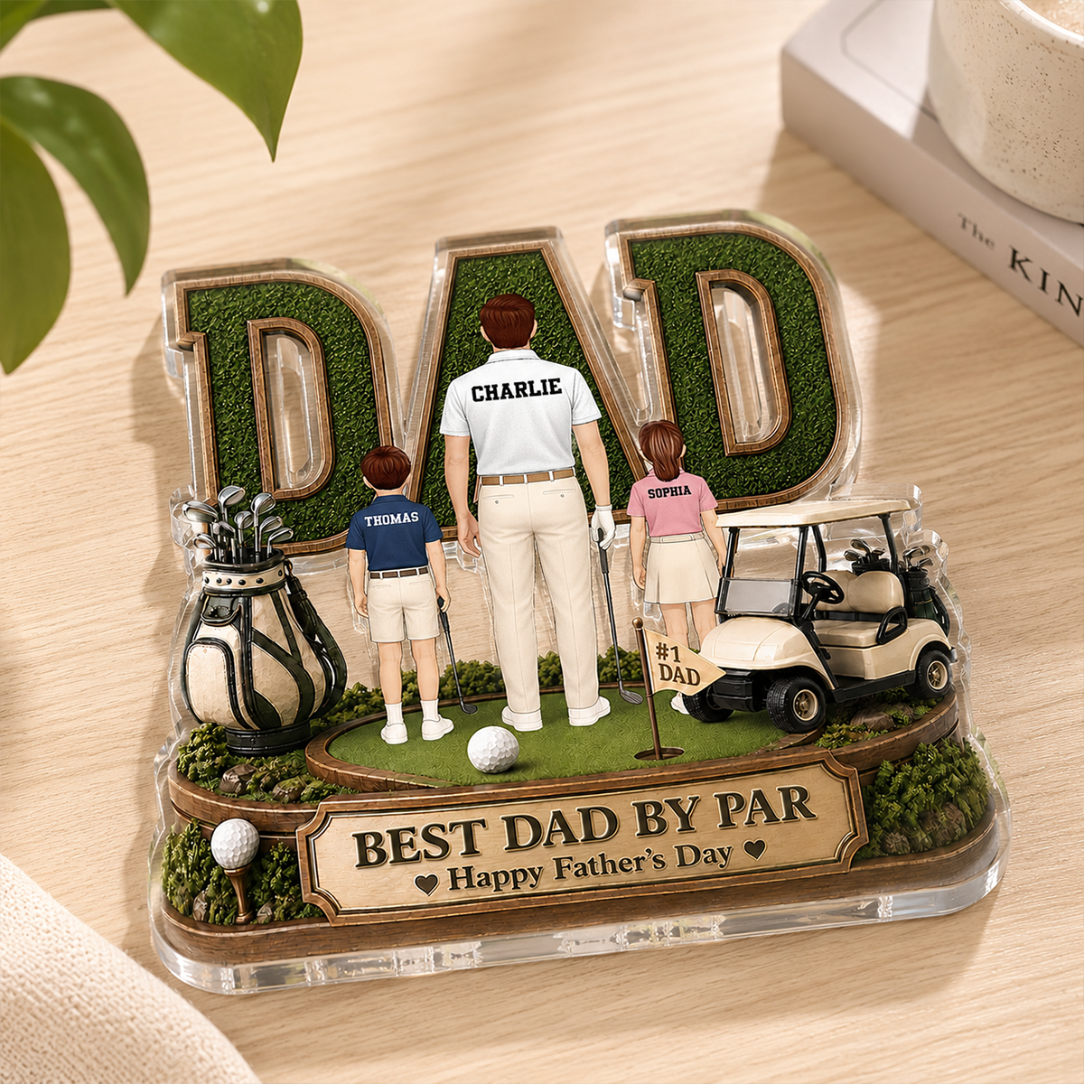 Above Par In Every Way Golfer Dad - Personalized Acrylic Block Plaque - Gift For Dad, Husband