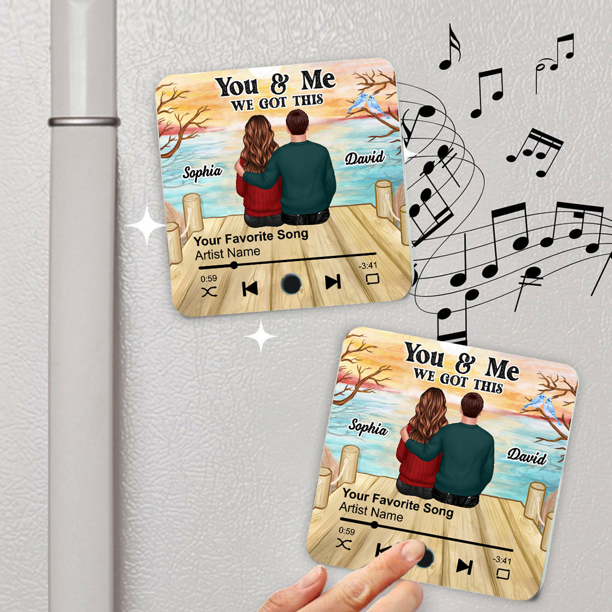 Couple Sitting Together Personalized Music Fridge Magnet, Heartfelt 2025 Gift For Couple, For Him, For Her, Boyfriend, Girlfriend, Husband, Wife