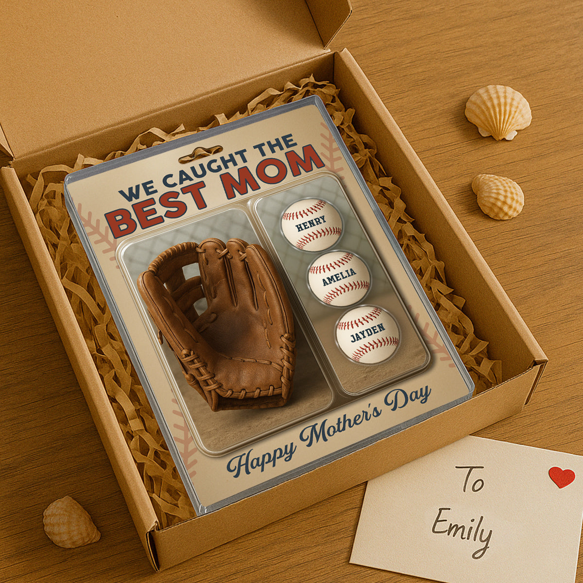 We Caught The Best Dad Grandpa Baseball & Glove Figures Style Personalized Acrylic Block Plaque, Perfect Gift for Dad, Gift for Husband