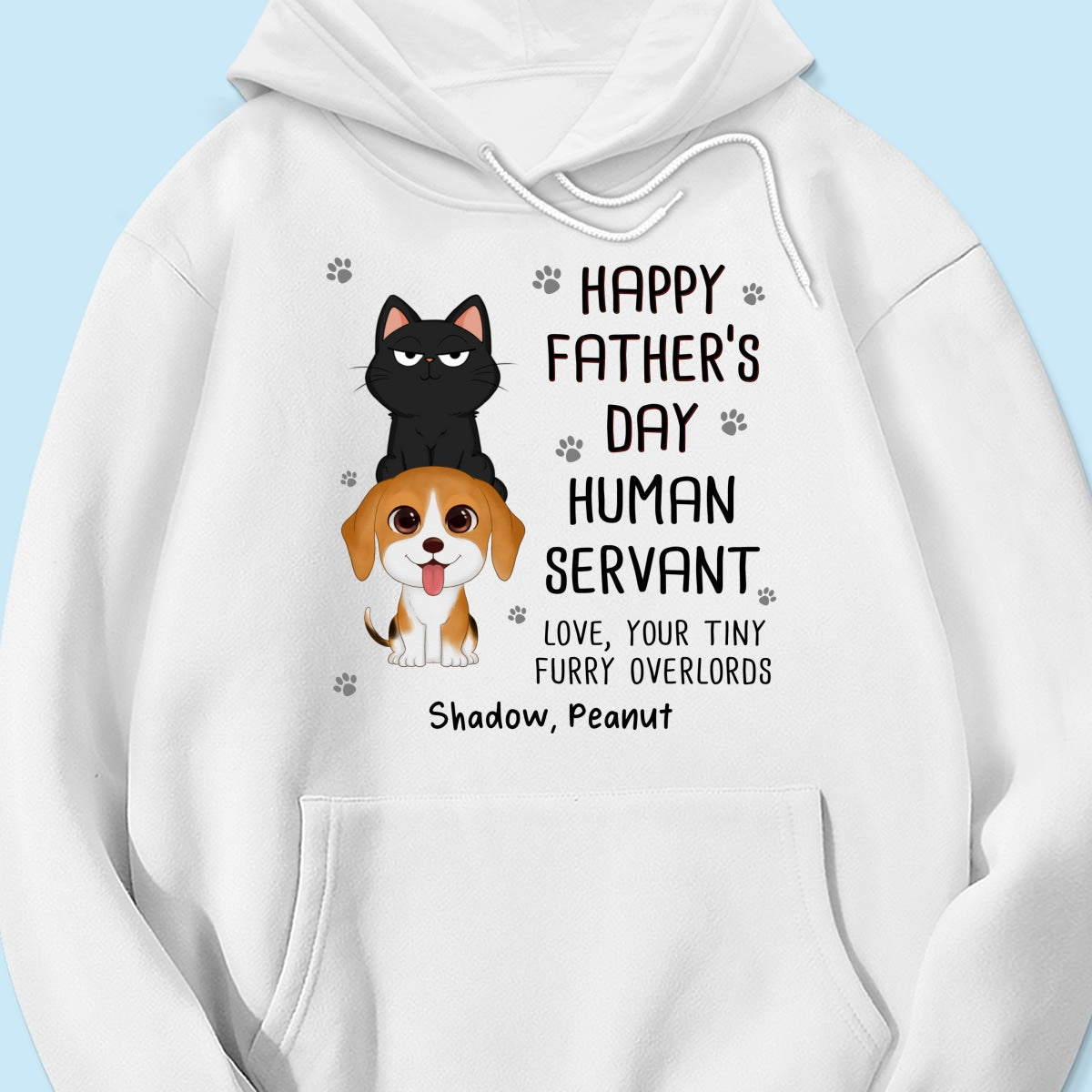 Happy Fatherās Day Human Servant Stacked Cats Dogs Funny Gift For Pet Lover Personalized Shirt