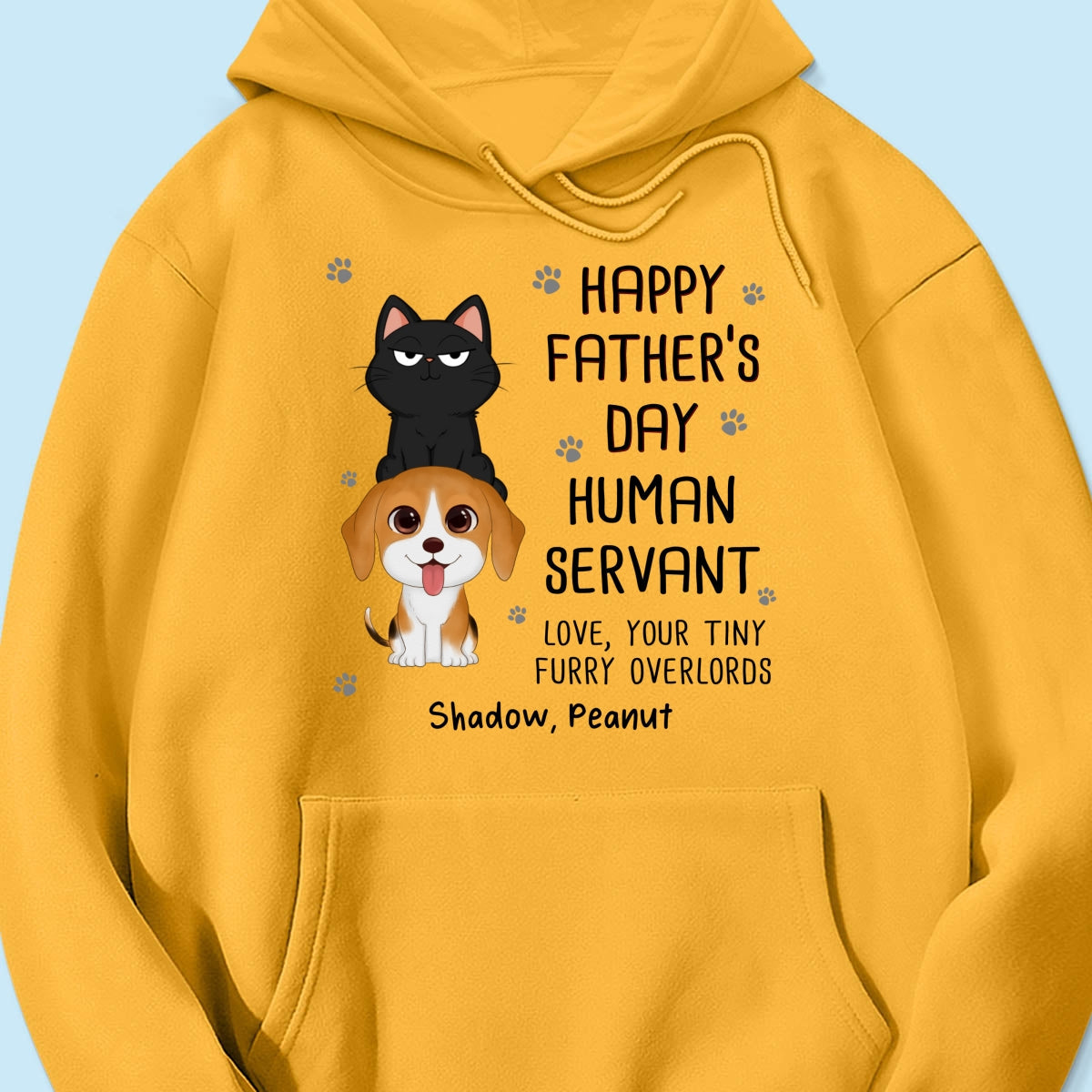 Happy Fatherās Day Human Servant Stacked Cats Dogs Funny Gift For Pet Lover Personalized Shirt