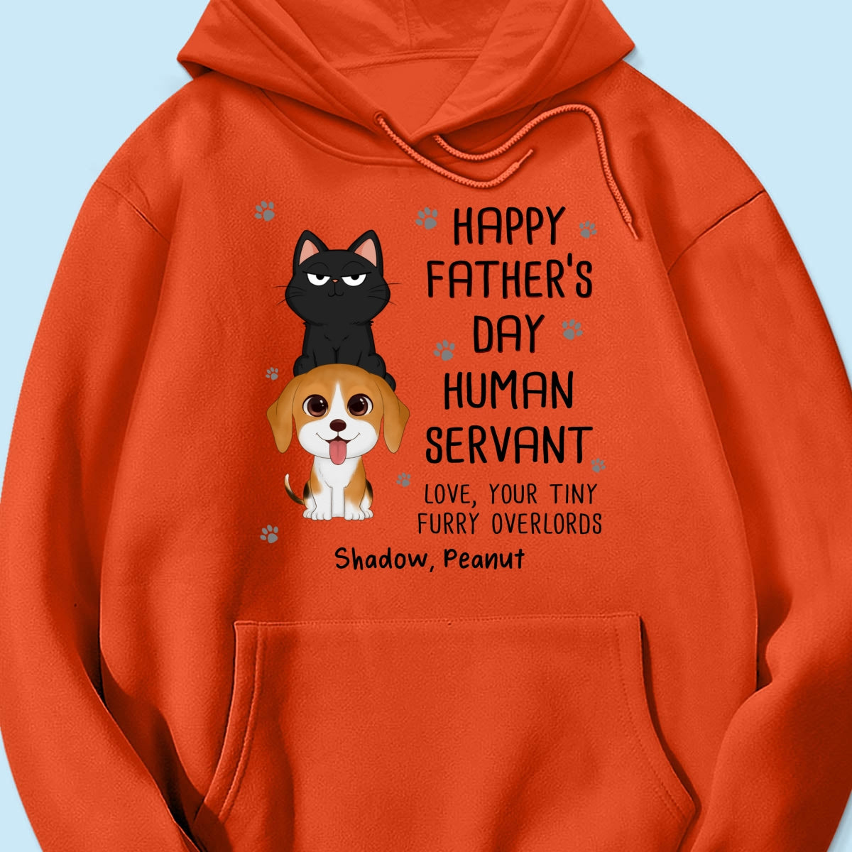 Happy Fatherās Day Human Servant Stacked Cats Dogs Funny Gift For Pet Lover Personalized Shirt