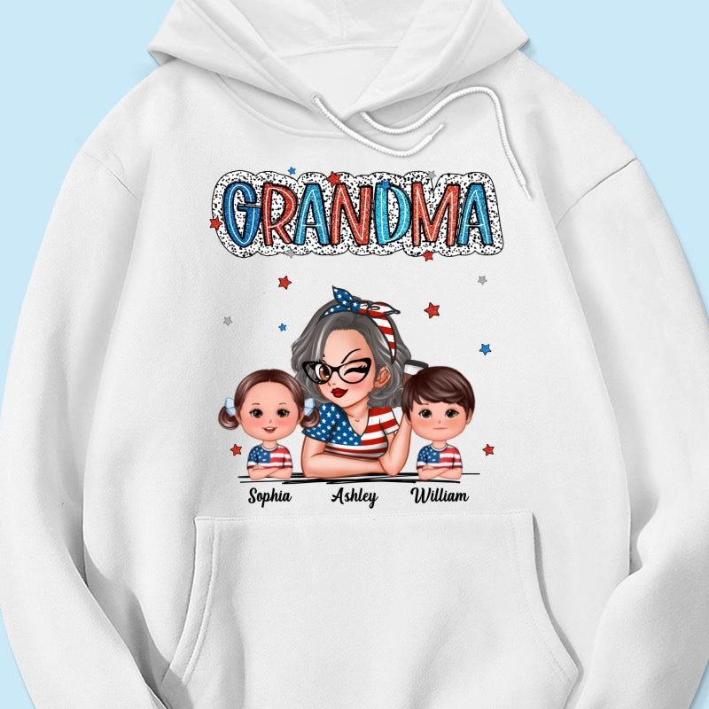 4th Of July Grandma And Grandkids Personalized Shirt, America Independence Day