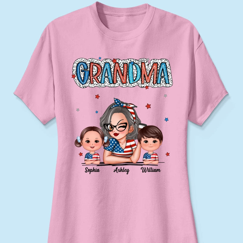 4th Of July Grandma And Grandkids Personalized Shirt, America Independence Day