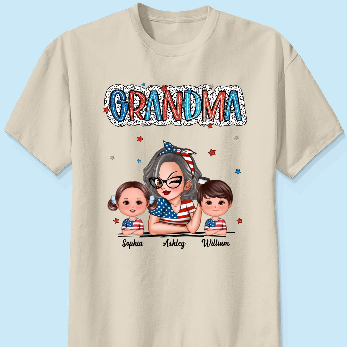 4th Of July Grandma And Grandkids Personalized Shirt, America Independence Day