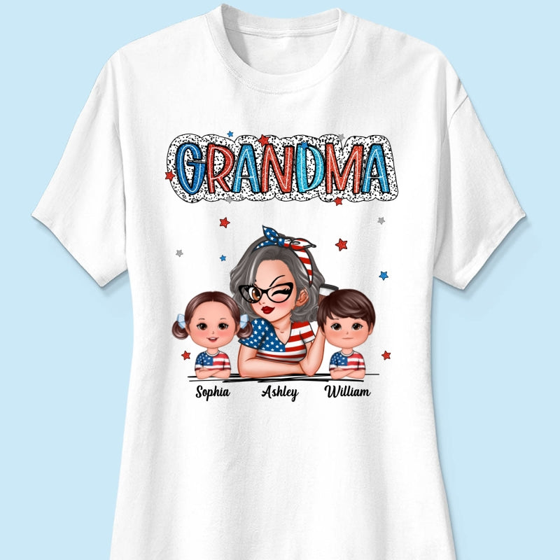 4th Of July Grandma And Grandkids Personalized Shirt, America Independence Day