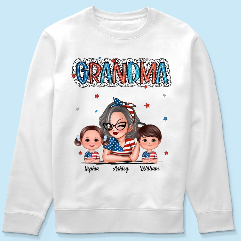 4th Of July Grandma And Grandkids Personalized Shirt, America Independence Day