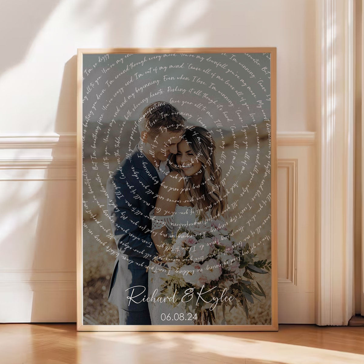 Wedding Song Lyrics with Photo Personalized First Dance Poster, Heartfelt Gift for her & for him, Vinyl Record