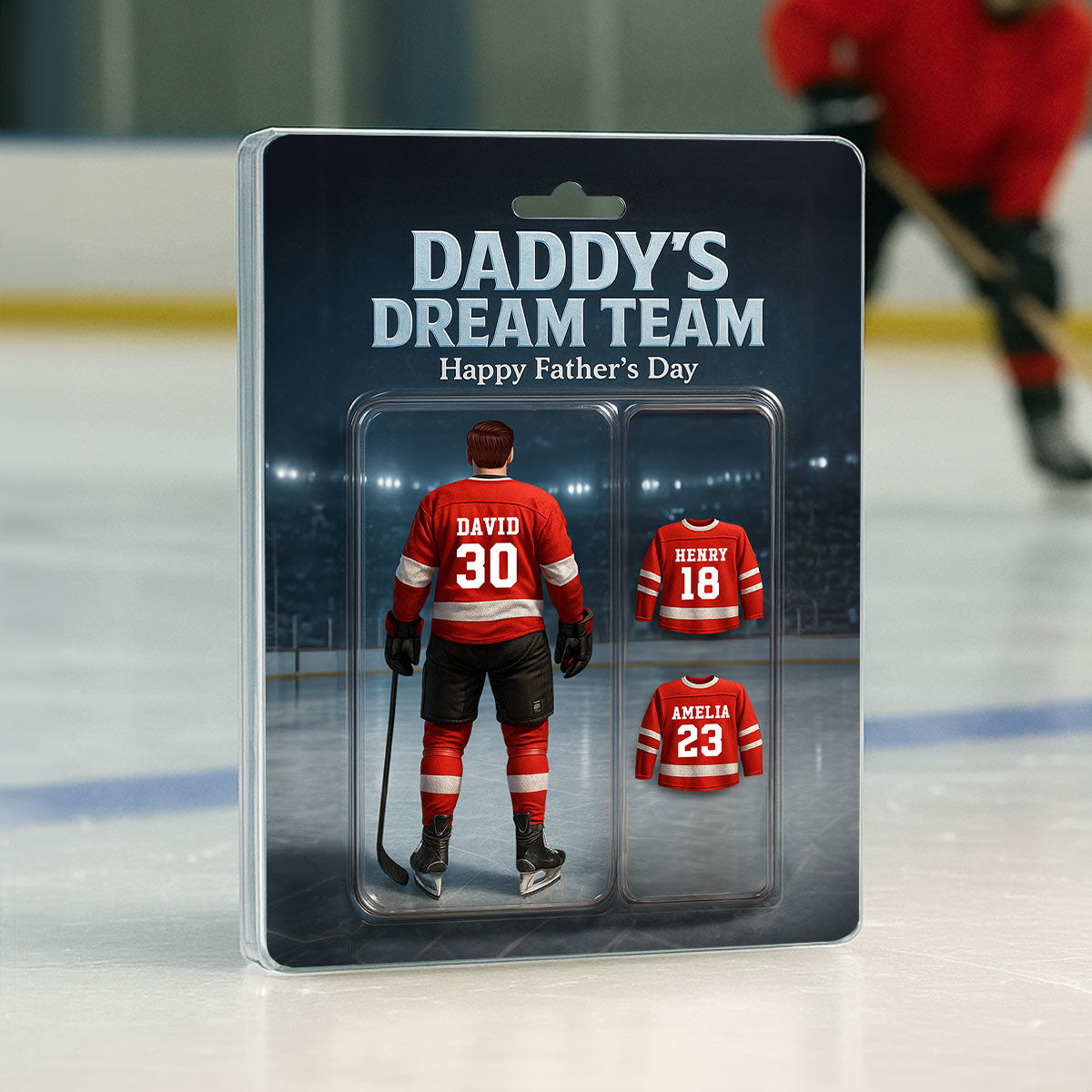 The Best Hockey Dad Ever With Kids' Names Custom Figure Personalized Acrylic Block Plaque, 2025 Gift For Him, For Dad