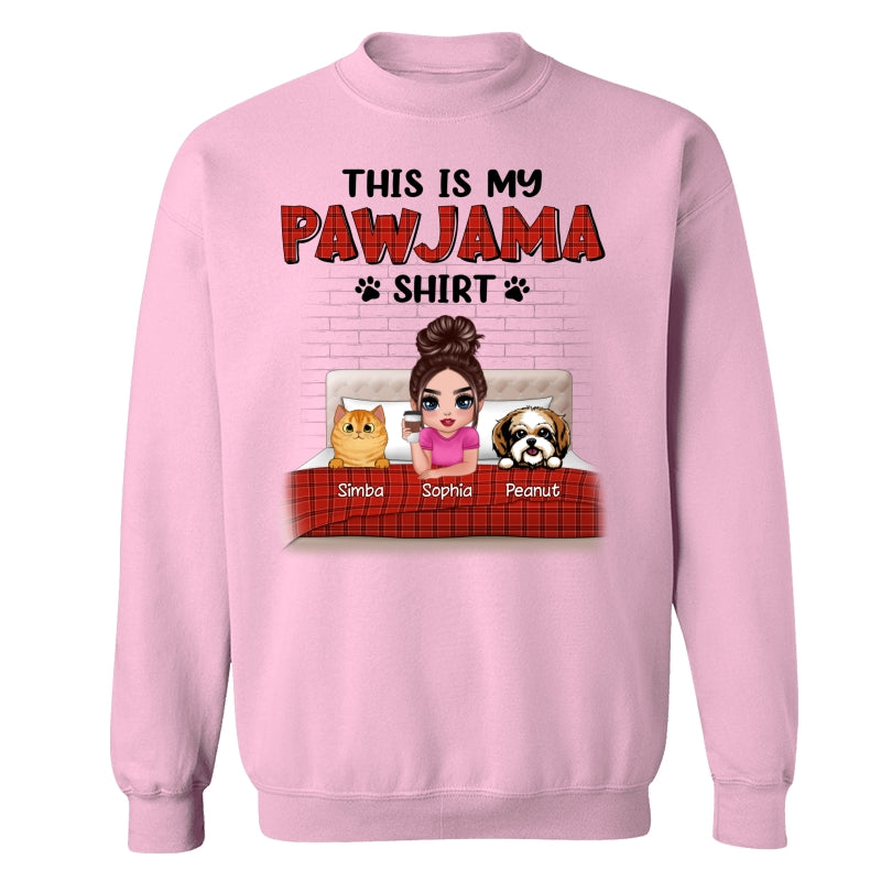 This Is My Pawjama Shirt Dogs Cats On Bed Checkered Pattern Personalized Shirt