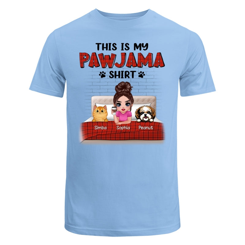 This Is My Pawjama Shirt Dogs Cats On Bed Checkered Pattern Personalized Shirt