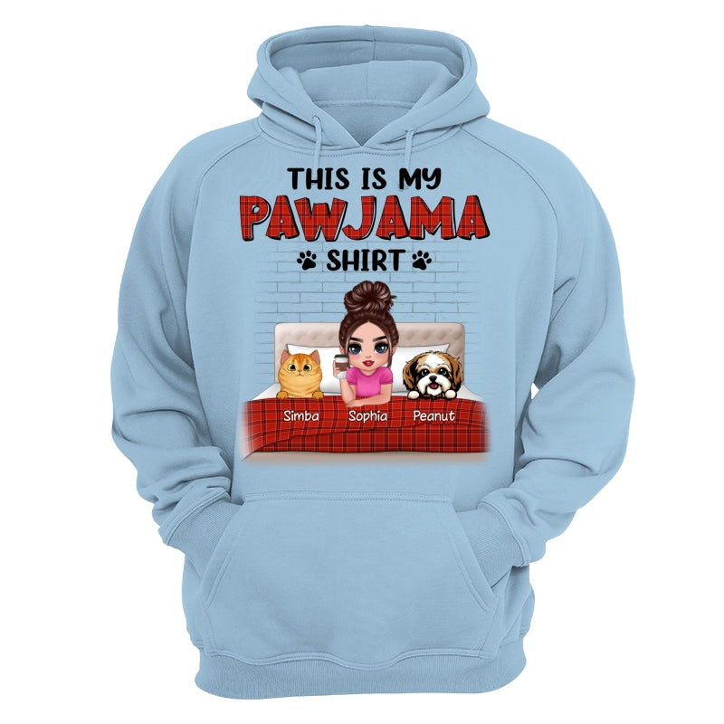 This Is My Pawjama Shirt Dogs Cats On Bed Checkered Pattern Personalized Shirt