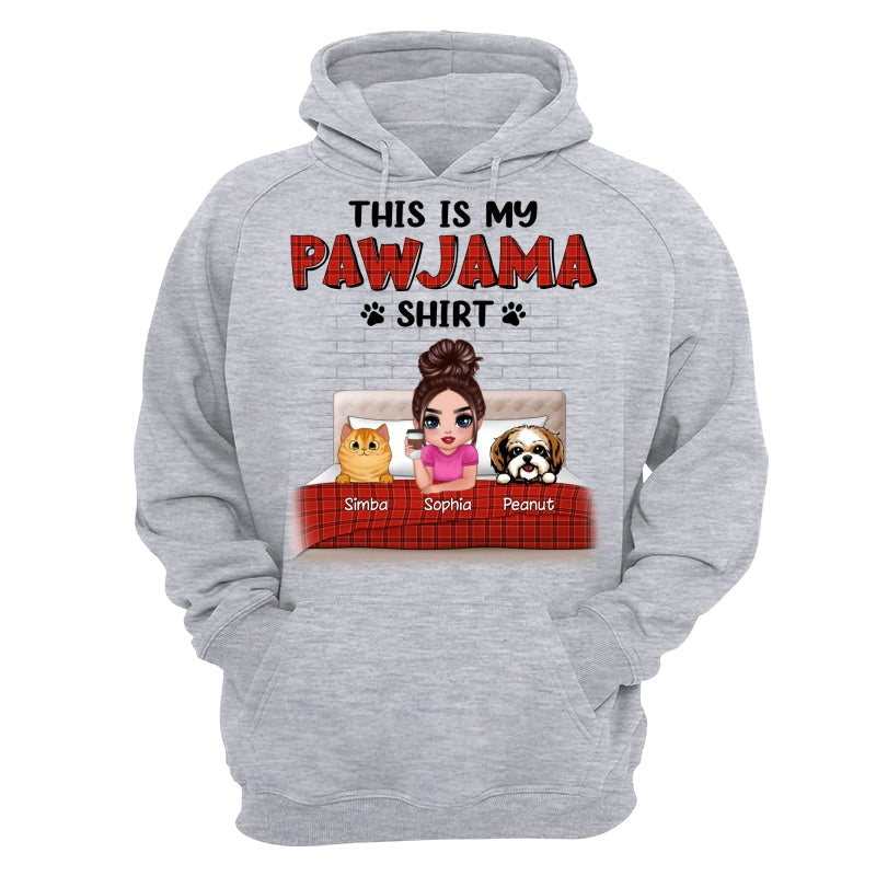 This Is My Pawjama Shirt Dogs Cats On Bed Checkered Pattern Personalized Shirt