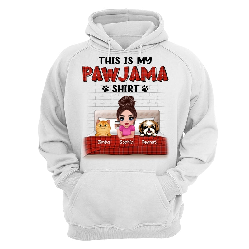 This Is My Pawjama Shirt Dogs Cats On Bed Checkered Pattern Personalized Shirt
