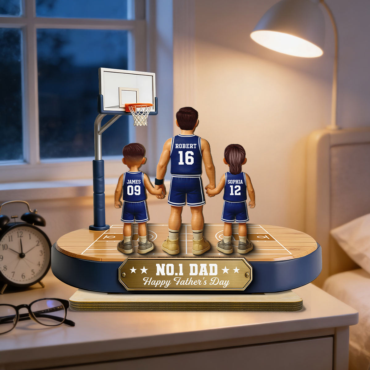 Daddy's Basketball Dream Team - Personalized 2-Layered Wooden Plaque - Gift For Basketball Dad
