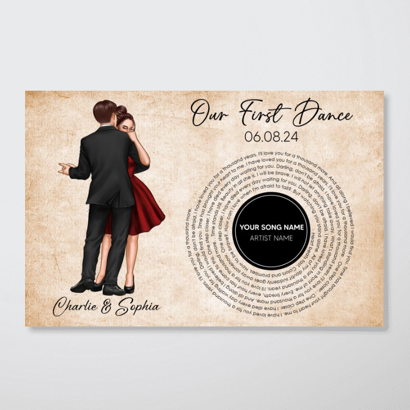 Our First Dance Couple Dancing Favorite Song Vinyl RecordPersonalized Poster, Heartfelt Gift, Wedding Gift For Couple, For Him, For Her