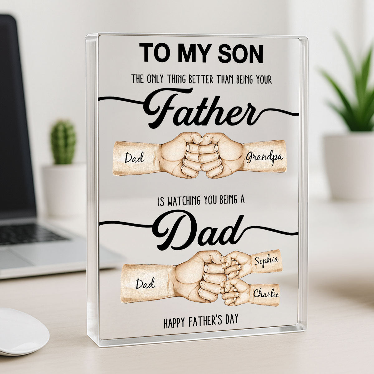 The Only Thing Better Than Being Your Father Fist Bump Personalized Acrylic Block, gift for Son from Dad