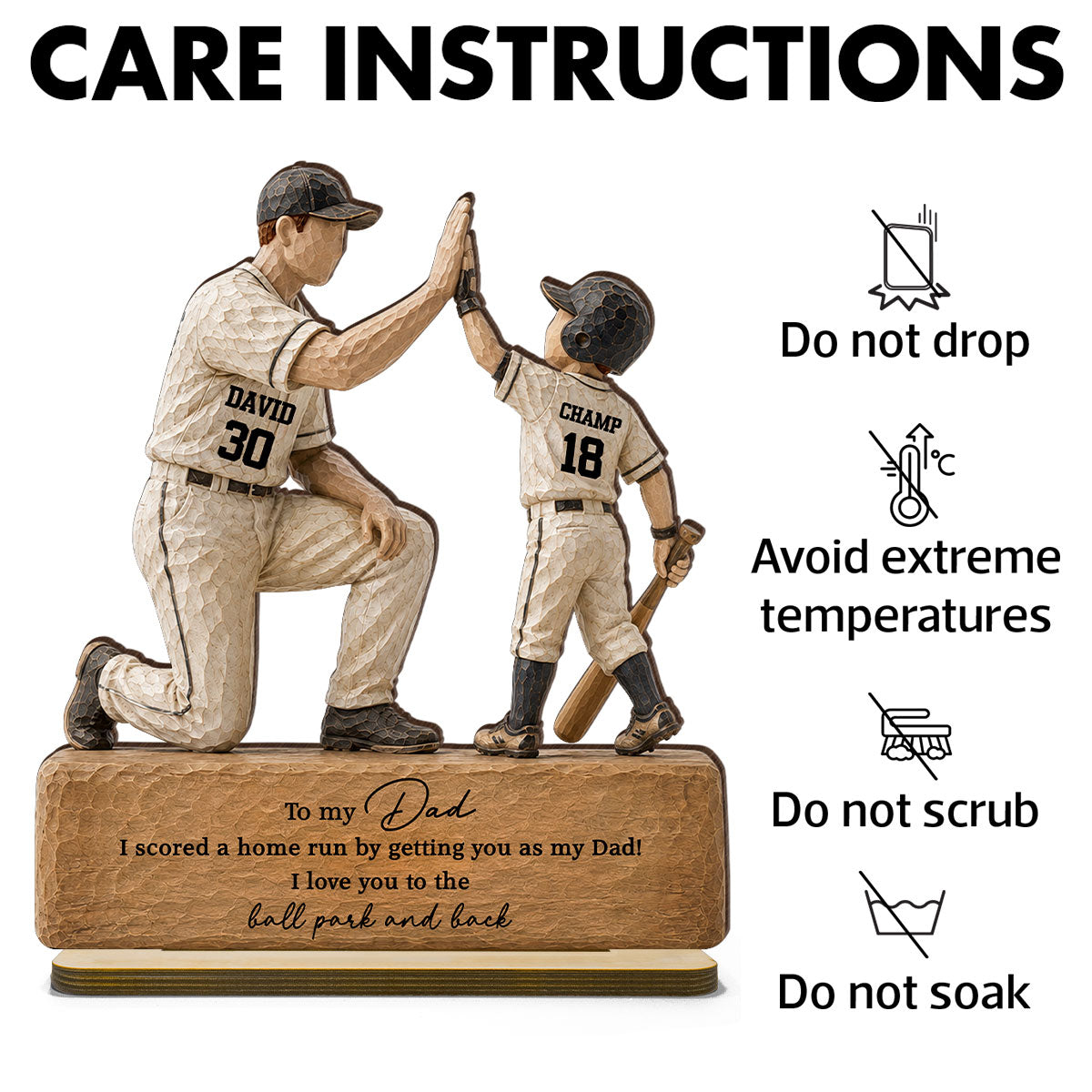 I Scored a Home Run with You as My Dad - Personalized 2-Layered Wooden Plaque - Gift for Dad from Son Daughter